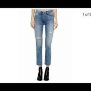 3X1 BLUE RIPPED RELAXED SABINA GIRLFRIEND BRONX MID RISE LOOSE FIT JEANS 28